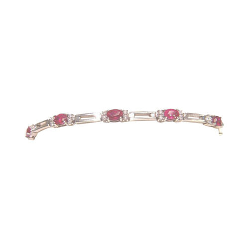 RUBY 8 OVAL SHAPE DIAMOND 32 ROUND BRILLIANT SHAPE RUBY DIAMOND BRACELET