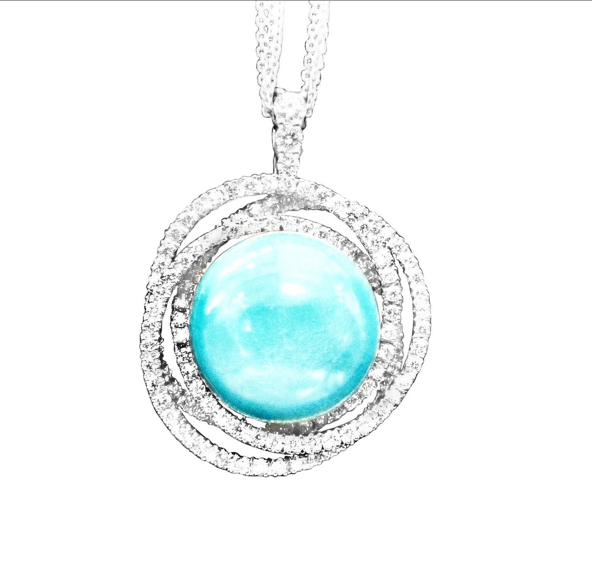 LEO PIZZO DESIGNER SIGNED PIECE TURQUOISE DIAMOND PENDANT