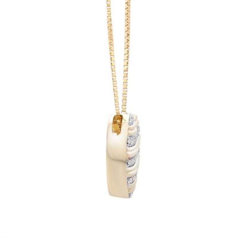 0.10 CT. T.W. Diamond Stripe Heart Pendant in 14K Yellow Gold