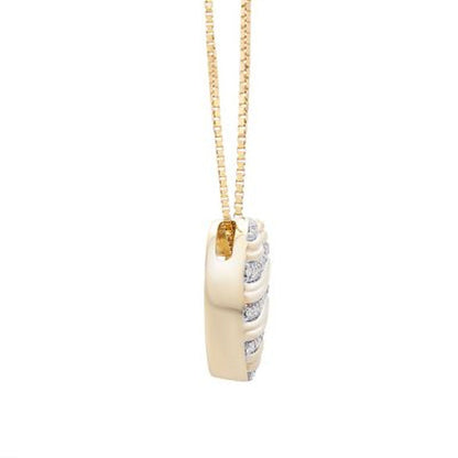 0.10 CT. T.W. Diamond Stripe Heart Pendant in 14K Yellow Gold