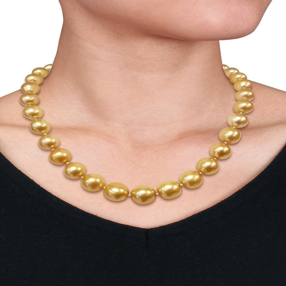 Tangelo 10-12.5Mm Champagne South Sea Cultured Pearl 14Kt Yellow Gold Strand Nec