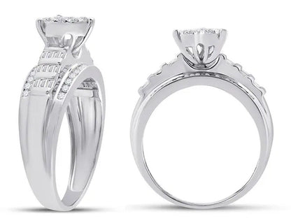 1/2 Carat (Ctw G-H, I1-I2) Diamond Engagement Heart Ring Bridal Wedding Set in 1