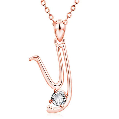 Rose Gold 26 Letters Necklace Alphabet Diamond Name Pendant Necklace Birthday Ch
