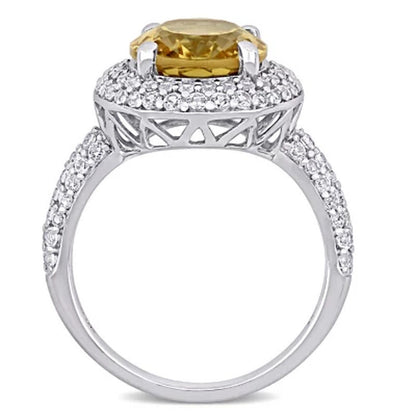 Citrine and Created White Sapphire Cocktail Ring in Sterling Silver