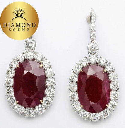 33 Carat GIA Certified Ruby and Diamond Earrings