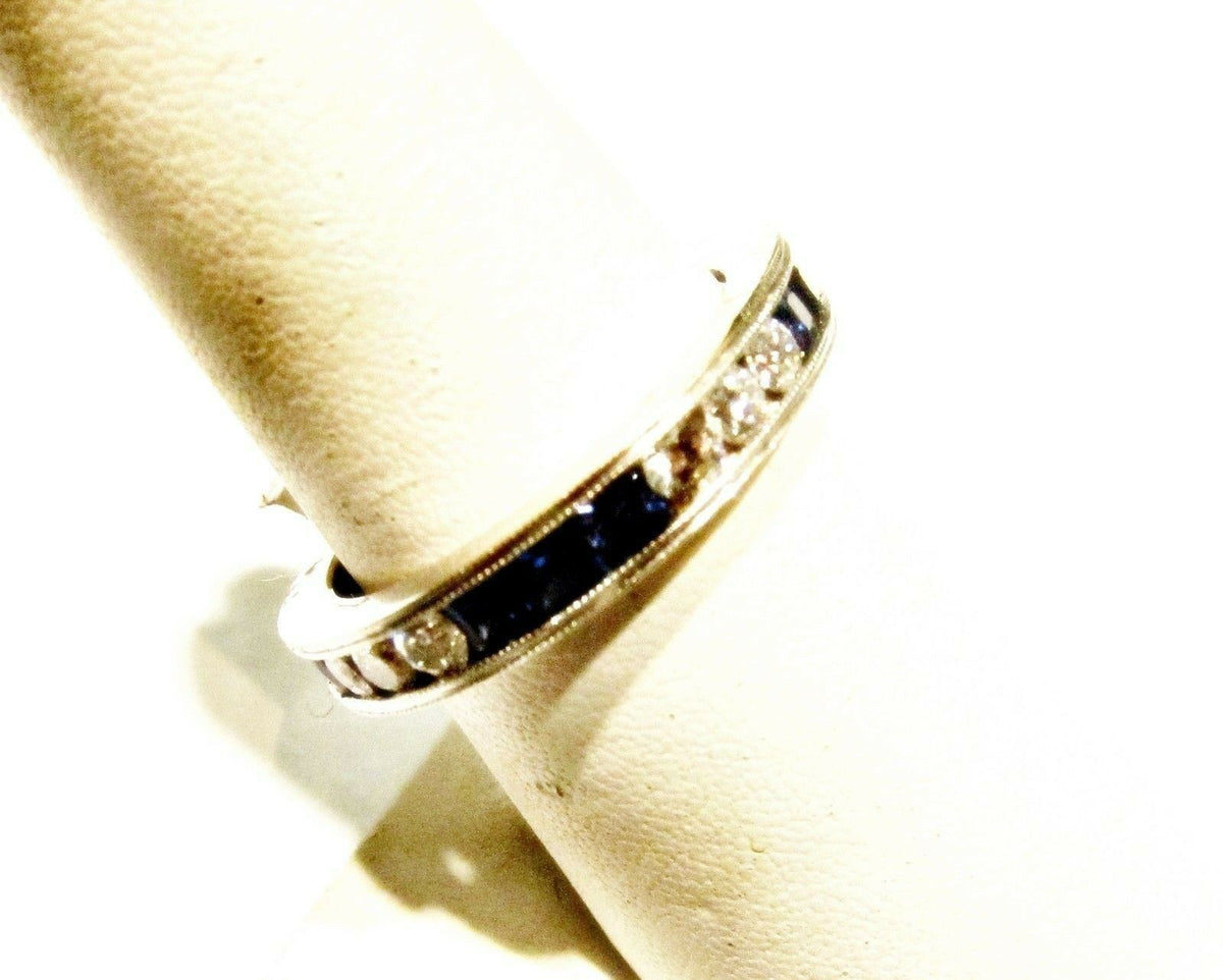 ROUND DIAMOND 12 STONE PRINCESS SAPPHIRE 13 STONE ETERNITY BAND ETERNITY RING