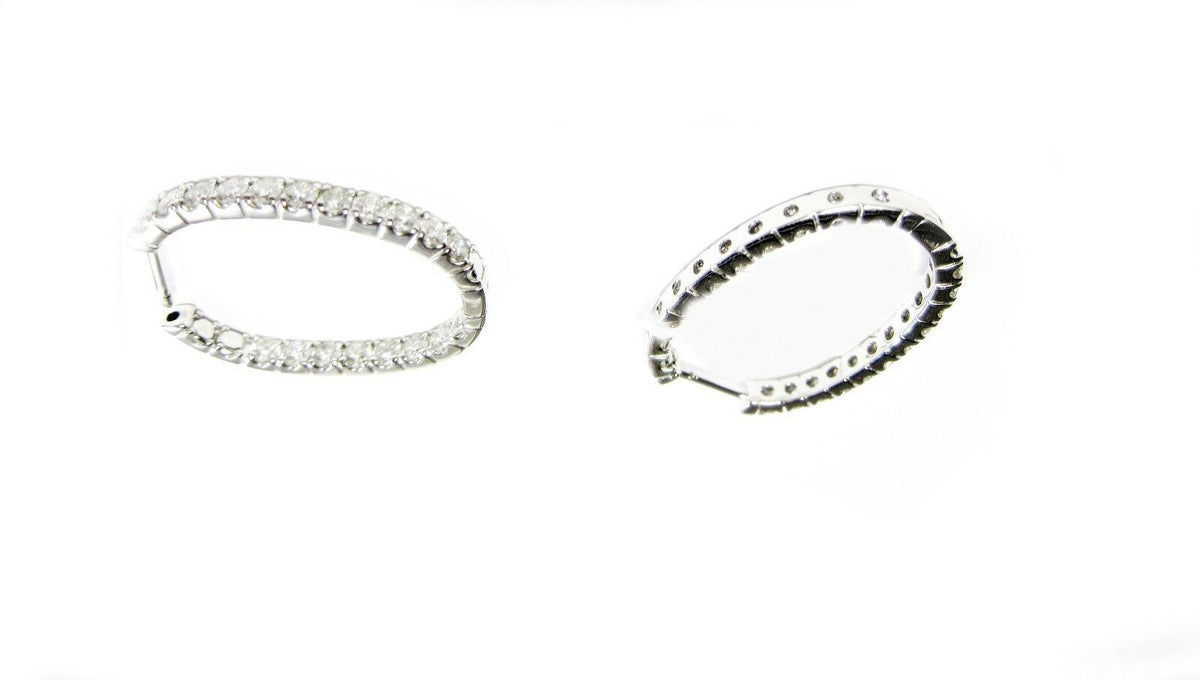 DIAMOND INSIDE OUTSIDE SET HOOP EARRING ROUND BRILLIANT EARRING DIAMOND EARRING