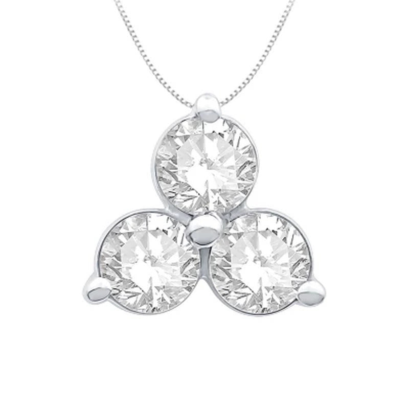 0.38 CT. T.W. Diamond Three Stone Pendant in 14K White Gold