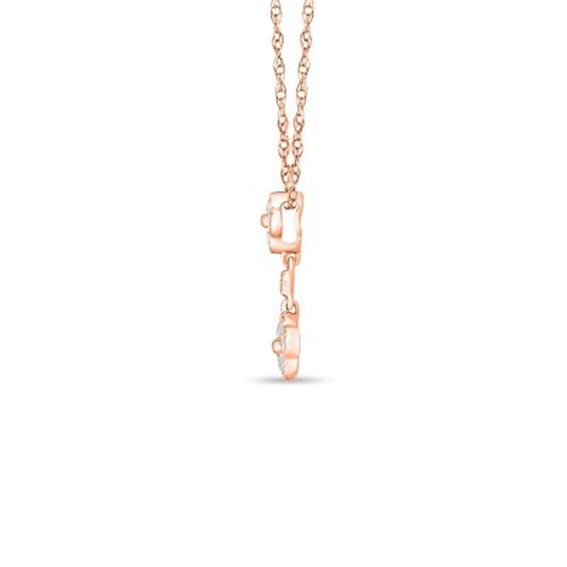 0.18 CT. T.W. Double Composite Flower Diamond Pendant in 14K Gold