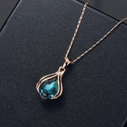 3PCS / Set New Luxury Design Luxury Wedding Pendant Earrings Rose Gold Green Blu