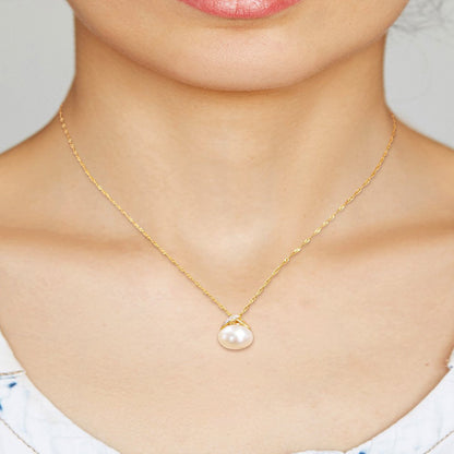 12-12.5Mm South Sea Cultured Freshwater Pearl and Diamond Accent 14Kt Yellow Gol