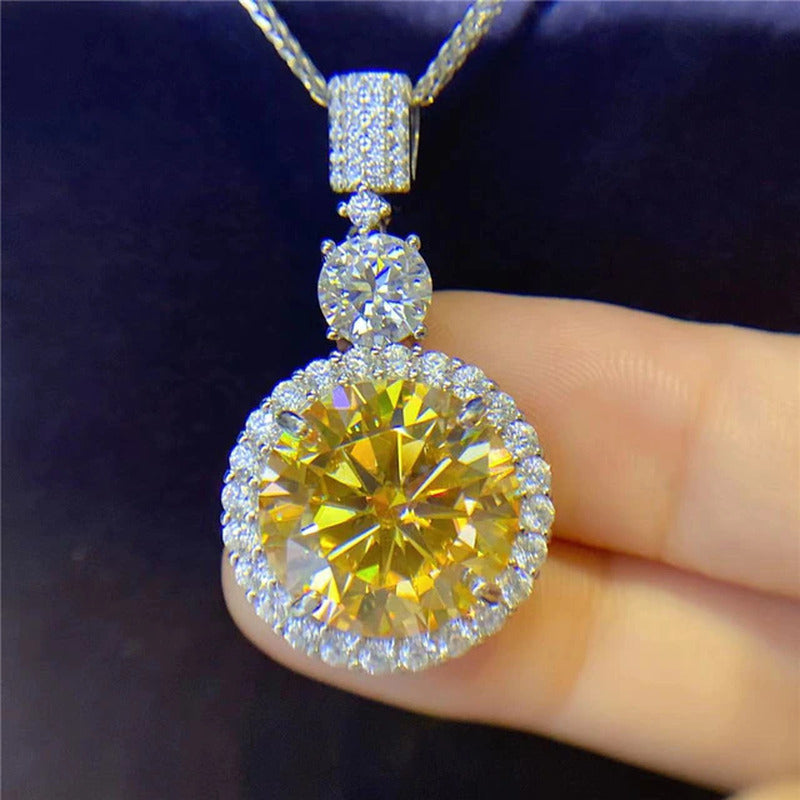Real 10 Carat Moissanite Necklace for Women S925 Silver Platinum Plating D Color