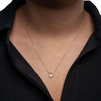 0.10 CT. T.W. Diamond Circle Neckalce in 14K Yellow Gold (I, I1)