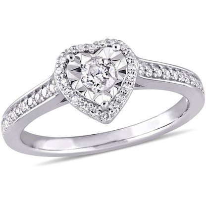 1/3 Carat T.W. Diamond Sterling Silver Heart Halo Engagement Ring