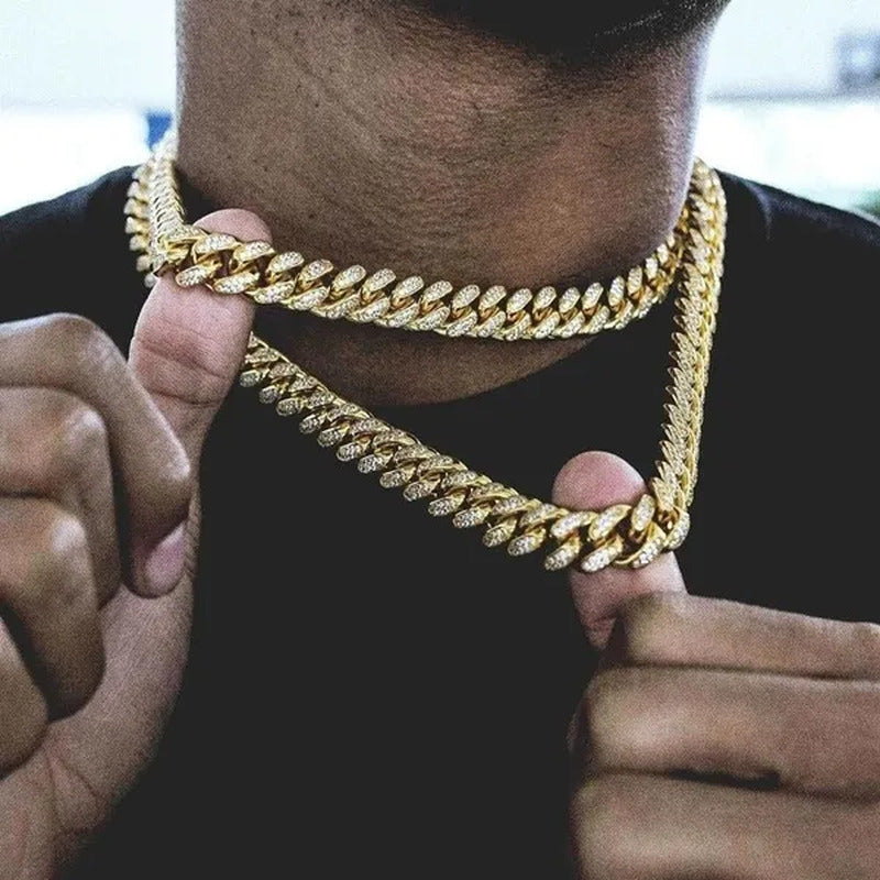 The Coolest Mens Gold / Silver Plated Chain Iced Diamond Thick Miami Cuban Link