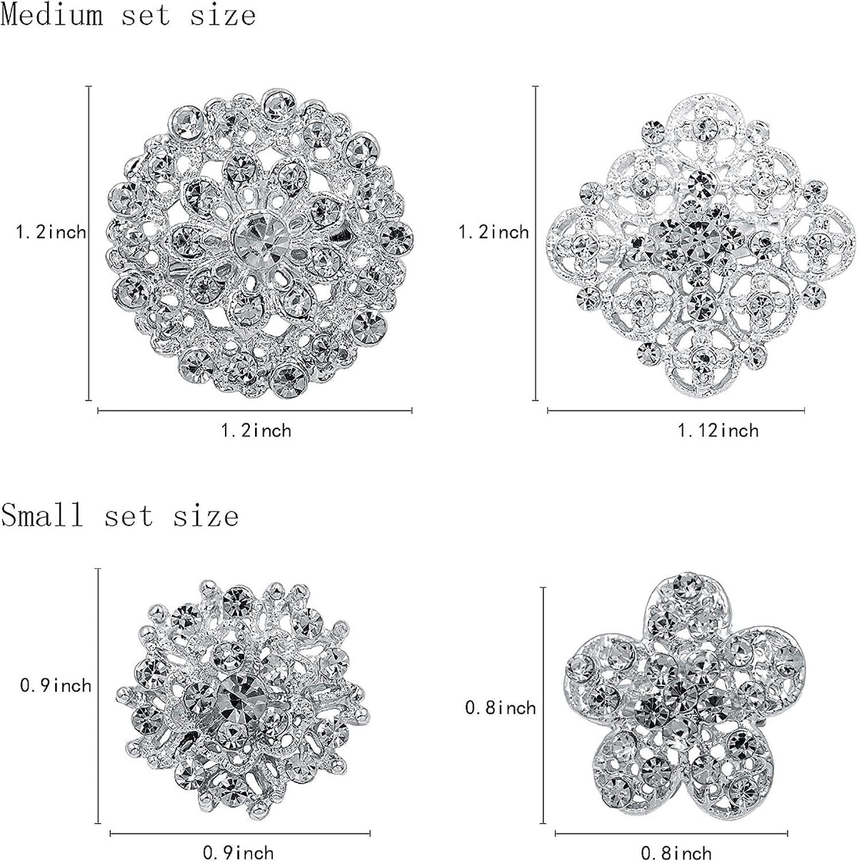 Lot 24PCS Wedding Bouquet Brooches Kit Shiny Rhinestone Crystal Brooch Pin Set f