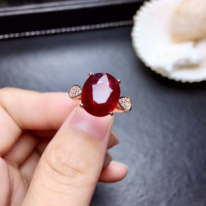Natural New 10*12Mm Burning Pigeon Blood Ruby Gemstone Fashion Ring for Women