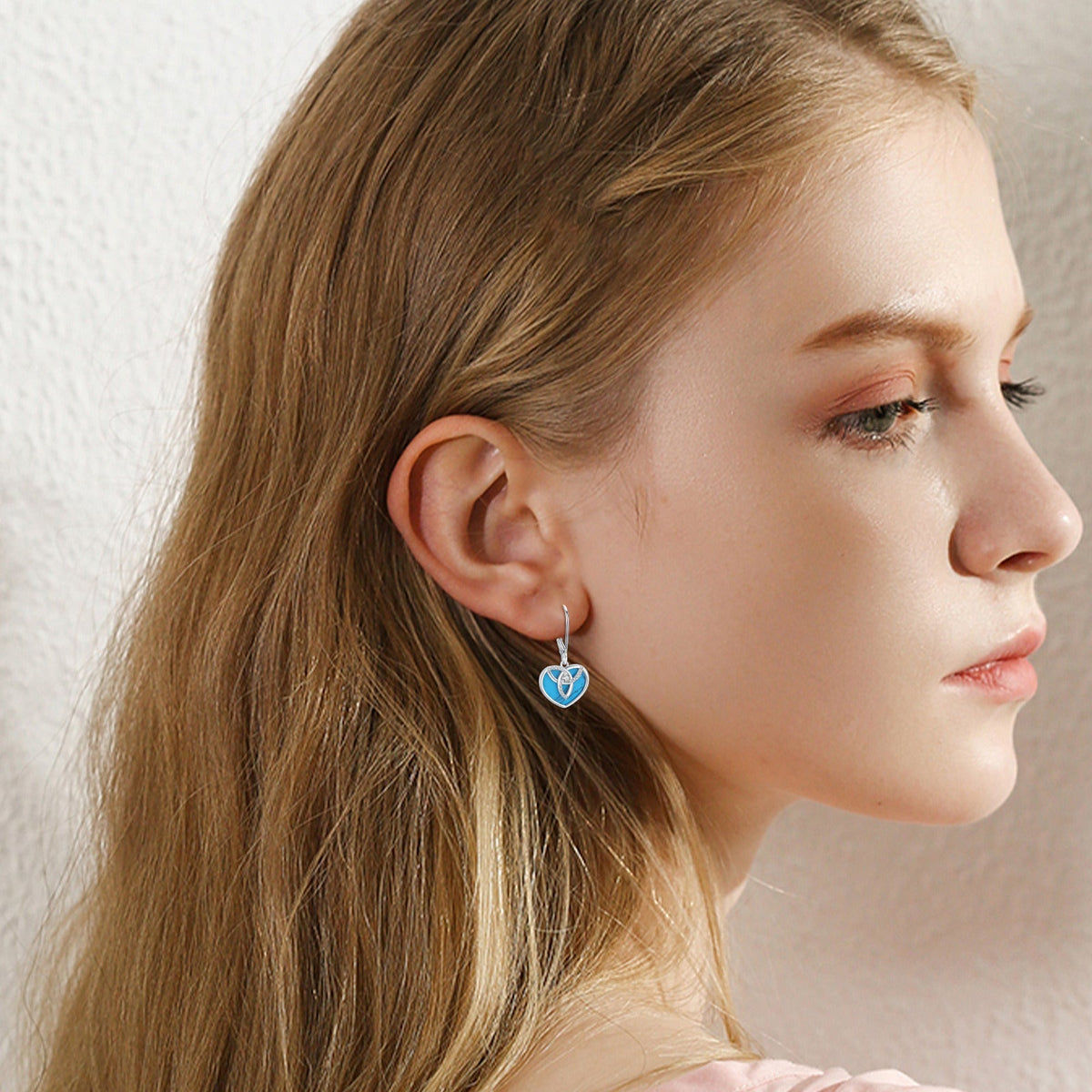 Celtic Drop Earrings 925 Sterling Silver Turquoise Leverback Earrings Celtic Kno
