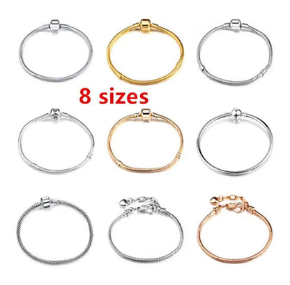 NEW Fashion 925 Sterling Silver White Flashing Double Sided Heart Snake Chain Br