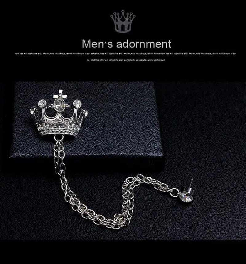 Classic European Crown Brooch Lapel Pin Men Suit Boutonniere Badge Brooches for