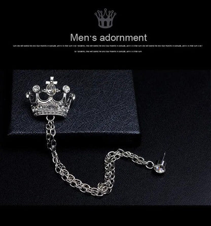 Classic European Crown Brooch Lapel Pin Men Suit Boutonniere Badge Brooches for