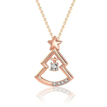 Original S925 Silver Zircon Christmas Tree Necklace Women'S Silver Ornaments