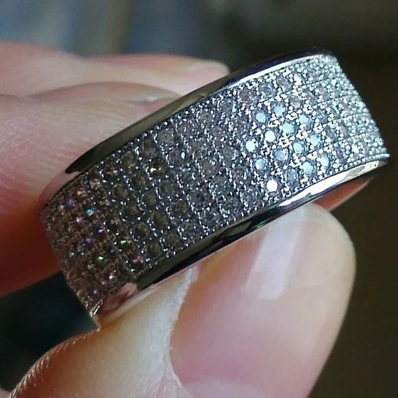 White Sapphire Rhinestones Birthstone Ring Men'S Women Wedding Engagement Band R
