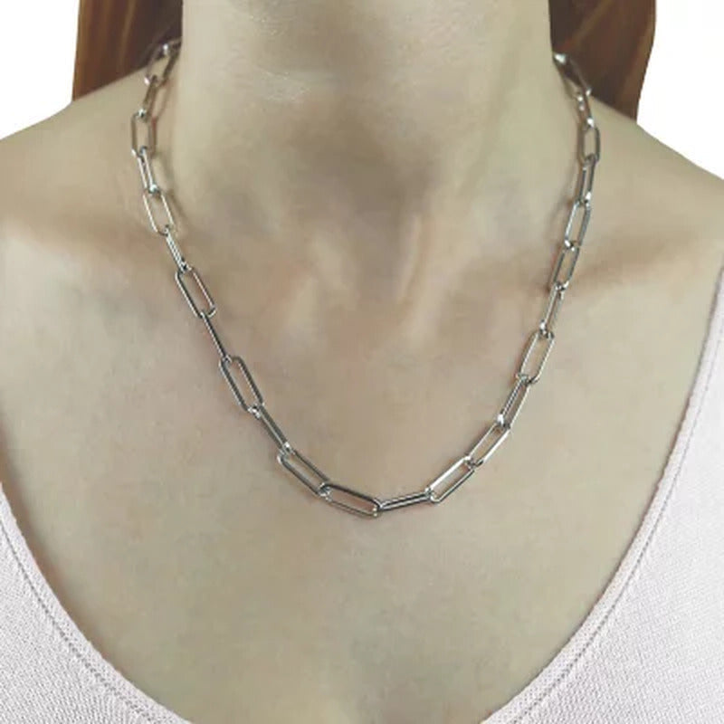 Italian Sterling Silver High Polish Paperclip Link Necklace