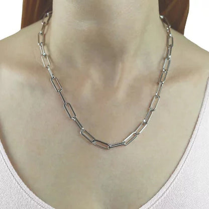 Italian Sterling Silver High Polish Paperclip Link Necklace