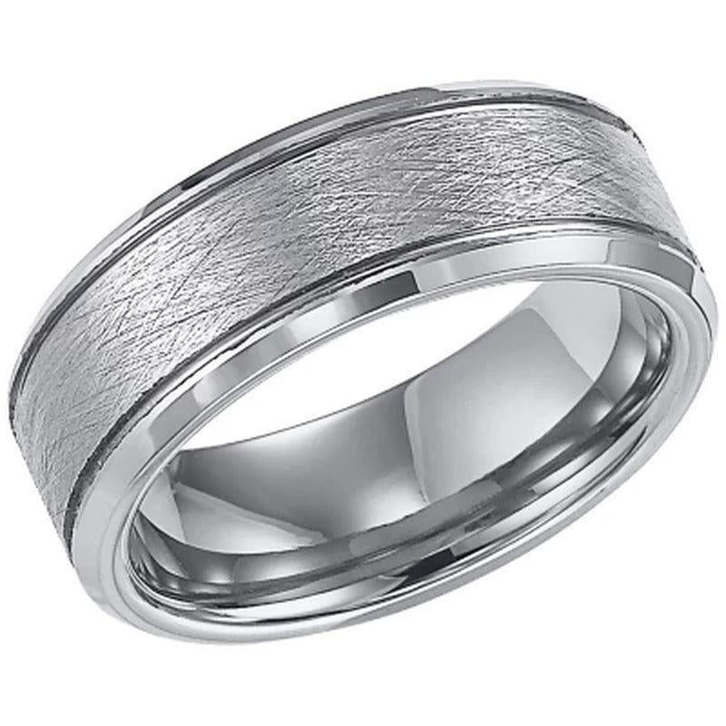 8Mm Tungsten Carbide Comfort Fit Band with Brushed Finish