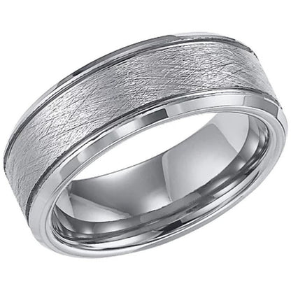 8Mm Tungsten Carbide Comfort Fit Band with Brushed Finish