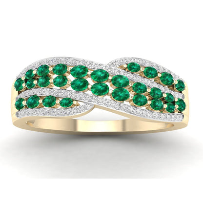 Imperial Gemstone 10K Yellow Gold Emerald 1/4 CT TW Diamond Women'S Fashion Ring