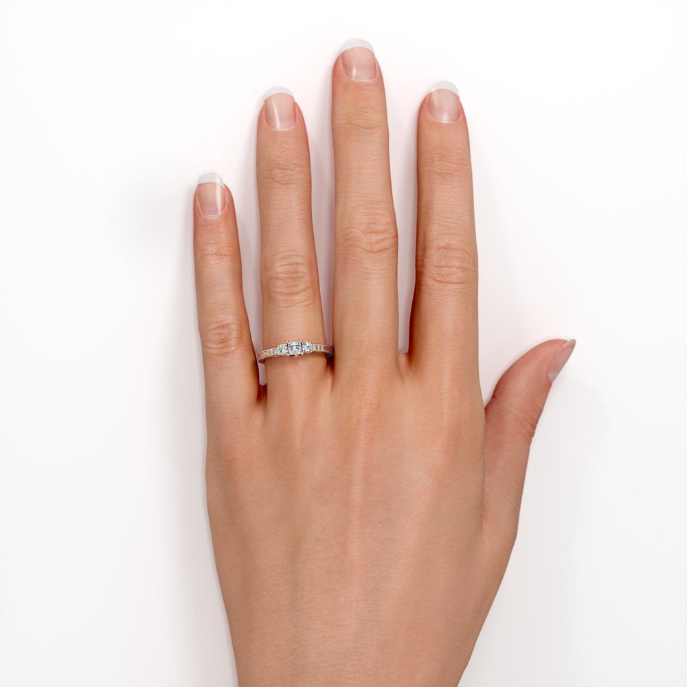 Vintage Half Carat Princess Cut Diamond - Channel Set Band - Edwardian Engagemen