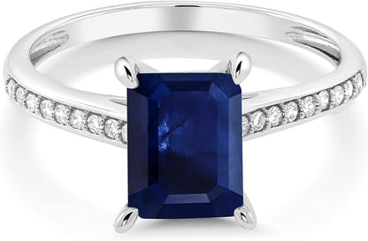 10K White Gold Blue Sapphire and White Diamond Women'S Engagement Ring (1.34 Ctt