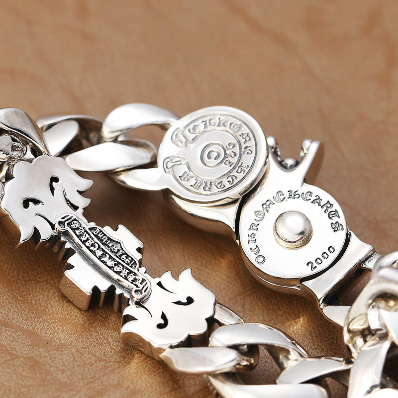 Sterling Silver Creative Flame Cross Bracelet