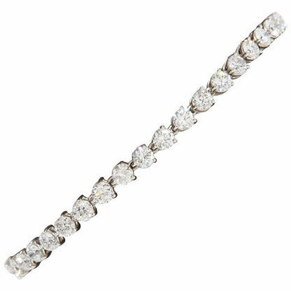 Diamond Tennis Bracelet Three Prong Setting 8.21 CT 18 k white gold