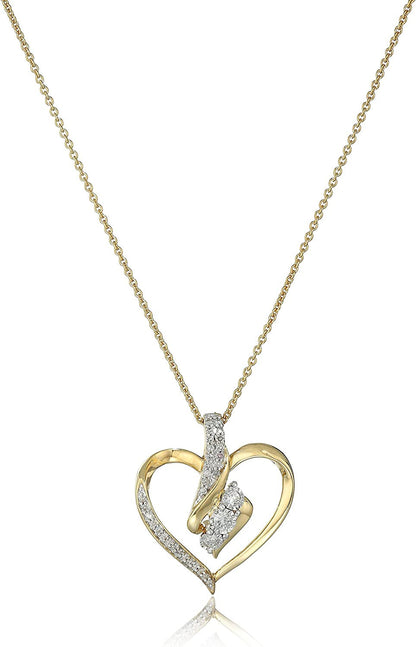 Diamond 3 Stone Pendant Necklace (1/4 Cttw), 18"
