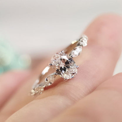 Moissanite Dove Egg Niche Engagement Ring Engagement