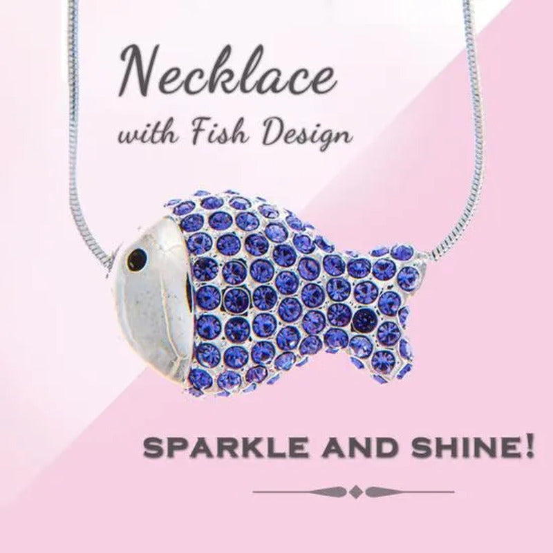 Rhodium Plated Necklace with Fish Design with a 16" Extendable Chain and High Qu