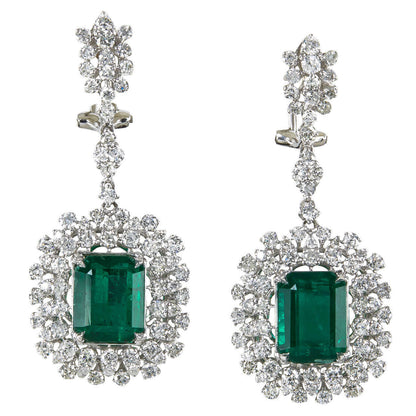 EMERALD GREEN TWO SET ROUND BRILLIANT DIAMOND EARRING