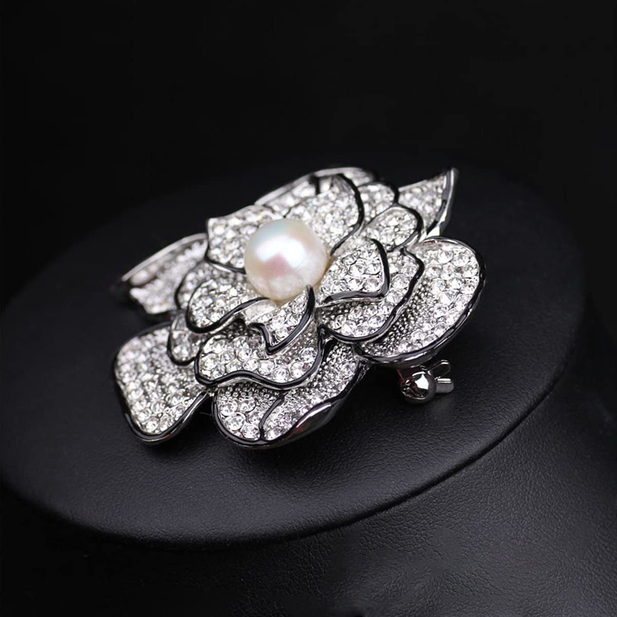 Sparkly Flower Brooch Pin for Women with Beautiful Created Crystal