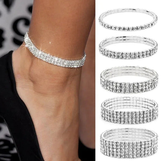 Women Ankle Bracelet Rhinestone Anklet Beach Ankle Bracelet Crystal Diamond Brac