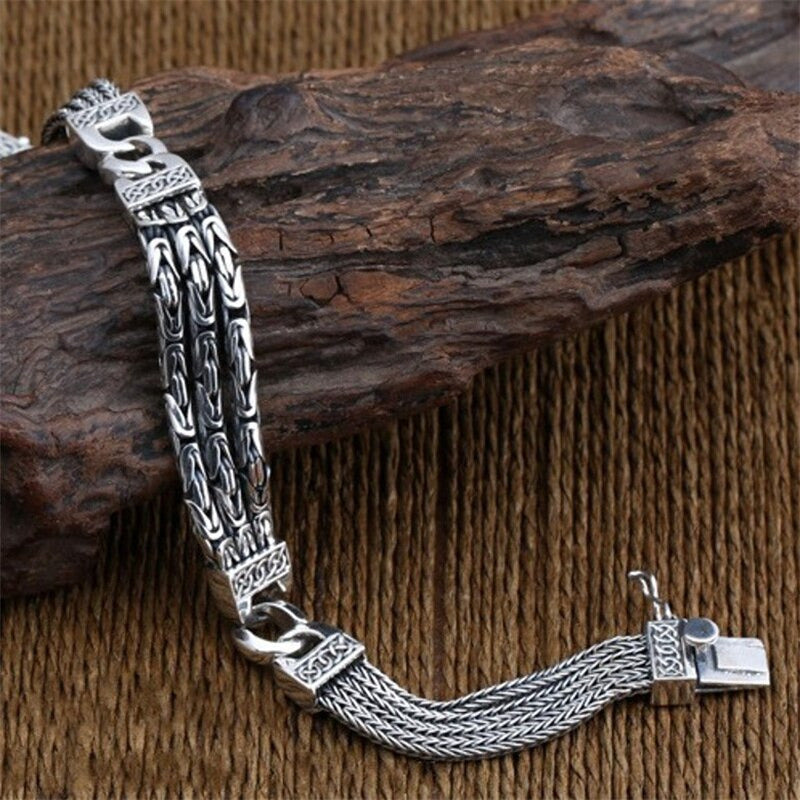 New 100% S925 Sterling Silver Jewelry Models Fashion Retro Peace Stripes Persona