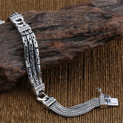 New 100% S925 Sterling Silver Jewelry Models Fashion Retro Peace Stripes Persona