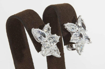 Diamond Cluster Earrings 11.82 carats of colorless white pear shaped diamonds