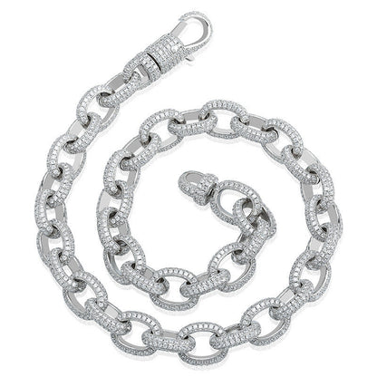 Oval Twisted Big Button Necklace European and American Hot Micro Inlaid Zircon M