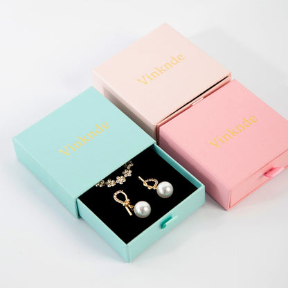 100Pcs Personalized Logo White Paper Drawer Gift Box Custom Chic Small Jewelry