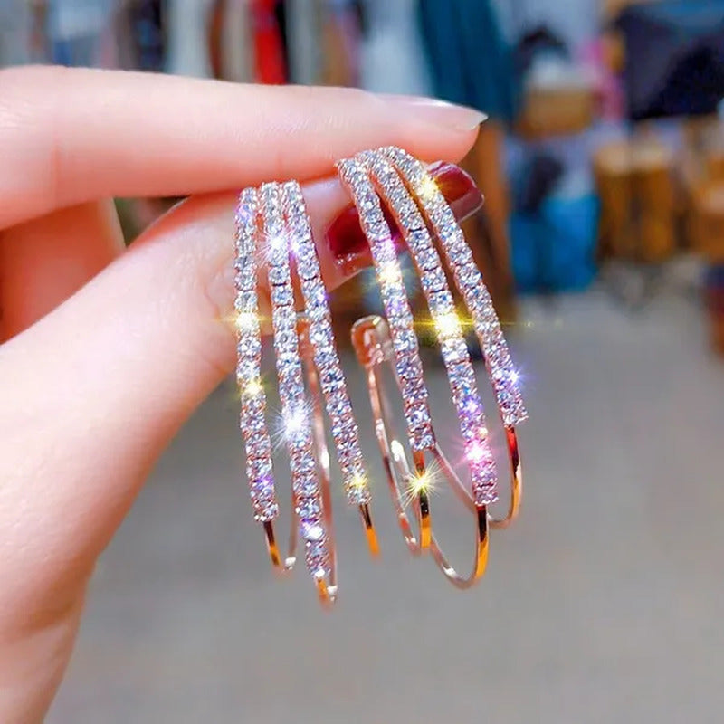 Exquisite European and American Fashion Female Jewelry Silver/Gold Diamond Earri