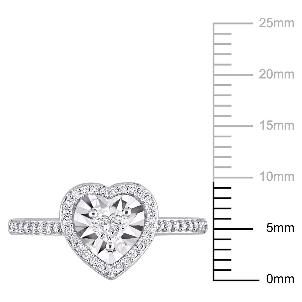 Miabella Women'S 1/3 Carat T.W. Heart-Cut Diamond 14Kt White Gold Halo Engagemen