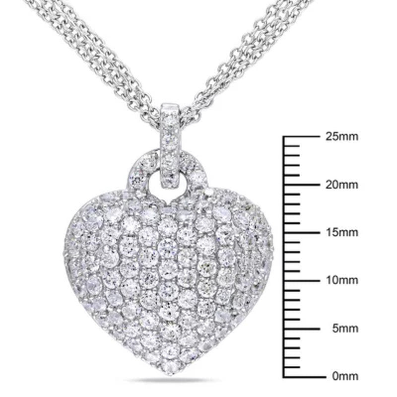 Created White Sapphire Heart Pendant in Sterling Silver